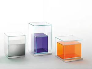 BOXINBOX - Square crystal coffee table with storage space _ Glas Italia